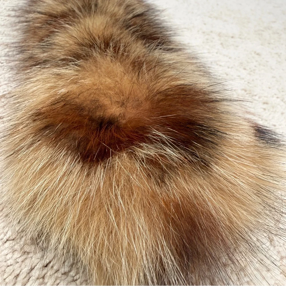 Genuine Dyed Fox Fur with Leopard Animal Print Headband Scarf Collar
